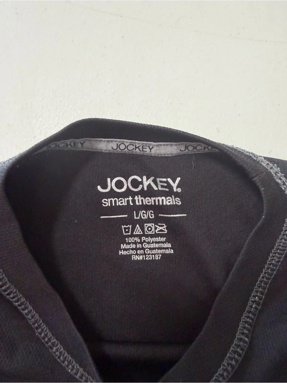Base Layer Shirt LG Jockey Black Long Sleeves Thermal Style Pull-On Crew Neck